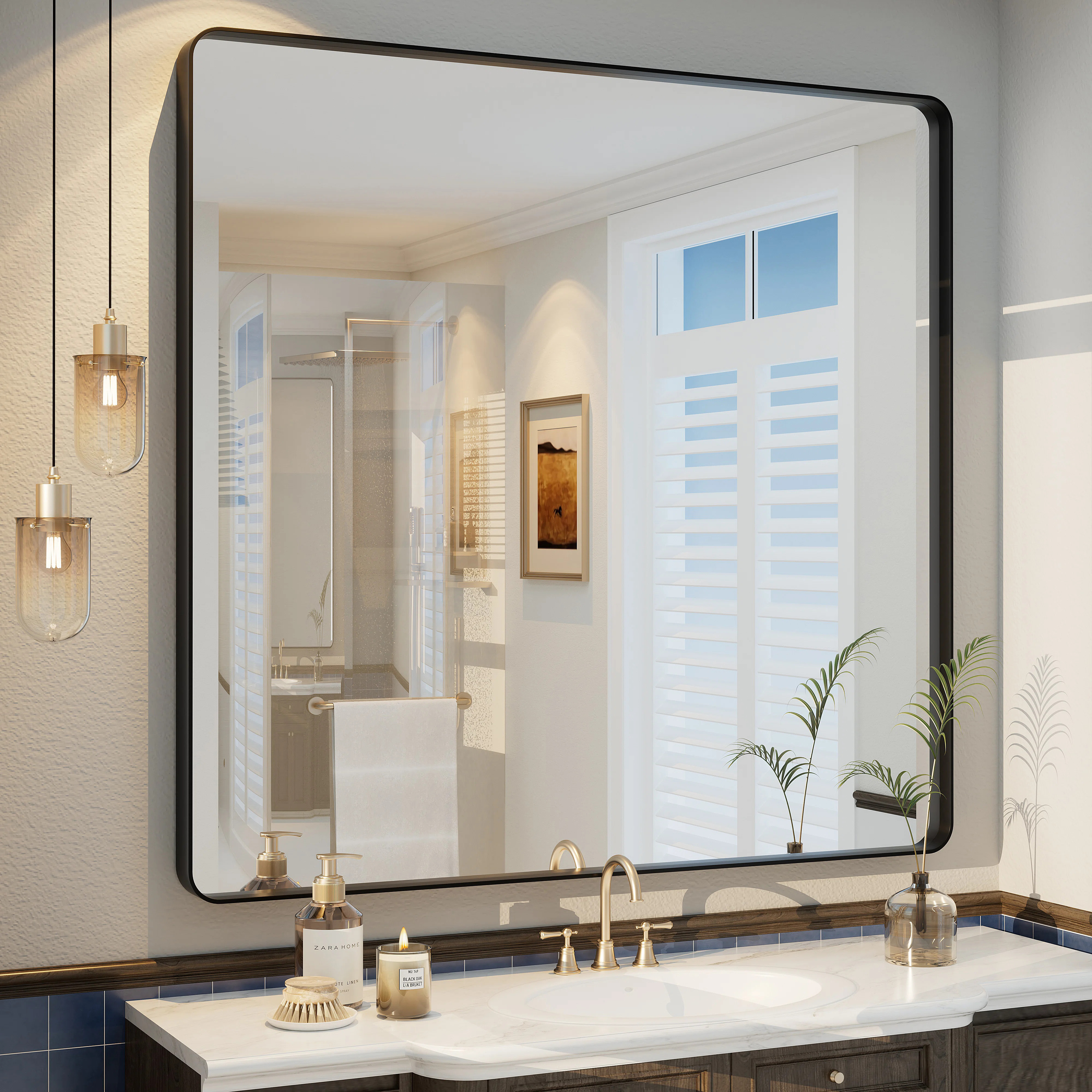 Aevar Tempered Glass and Aluminum Alloy Framed French Cleat Mounted Wall Mirror | Wayfair North America