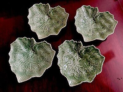 BORDALLO PINHEIRO Cabbage Green Appetizer Plates, Footed, Set Of 4, MINT Cond.  | eBay | eBay US