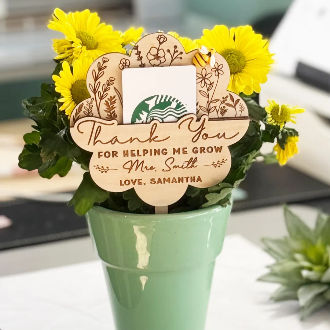 Teacher Gift Idea Card Holder Personalized Teacher Plant Sign Helping Me Grow Teacher Appreciatio... | Etsy (US)