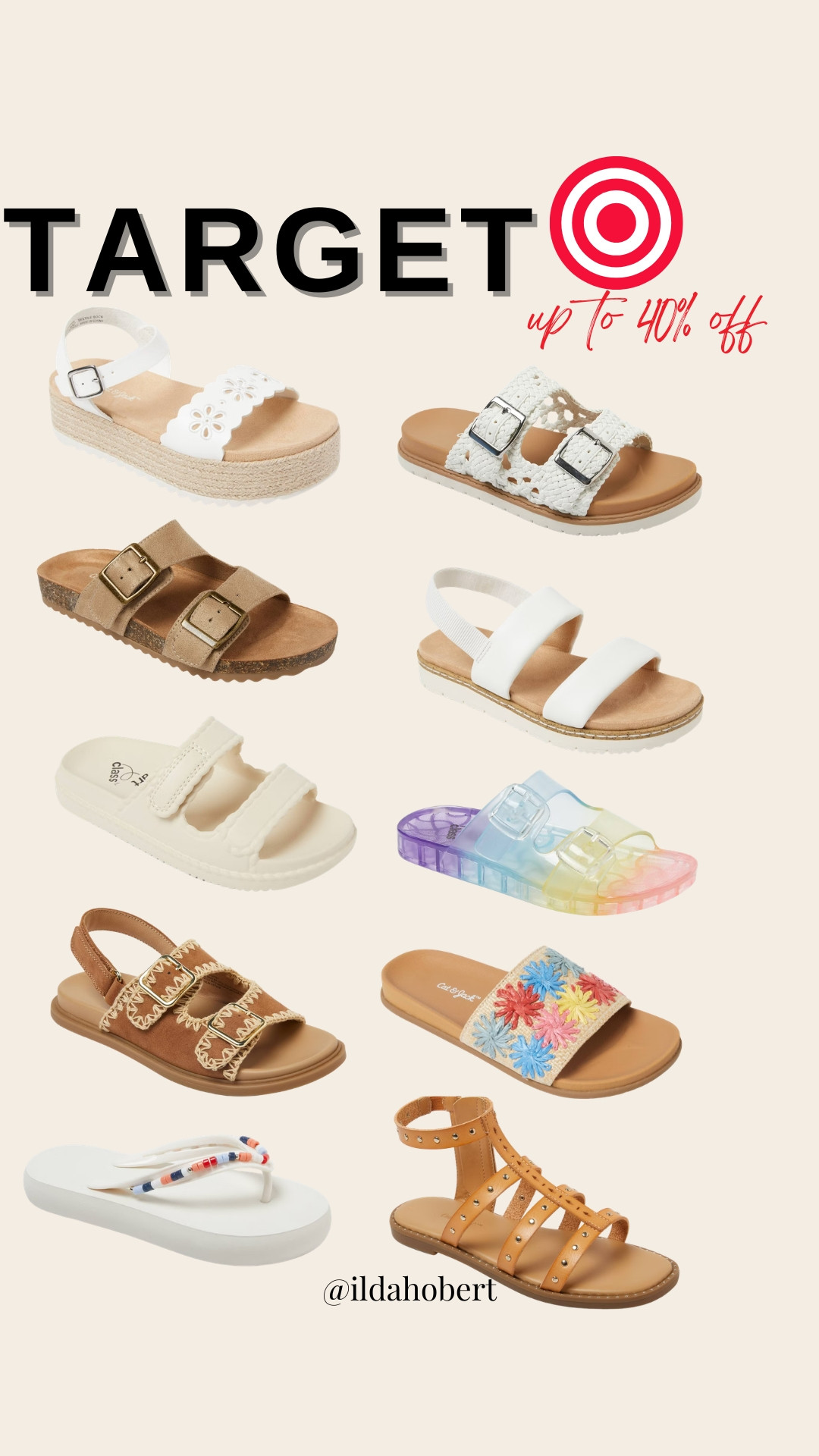 Target - up to 40% off girls shoes!

sandal, spring, summer, beach vacation outfit, shoes

#LTKSeasonal #LTKSaleAlert #LTKKids