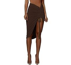 PRIMODA Women's Asymmetrical Bodycon Drawstring | Amazon (US)