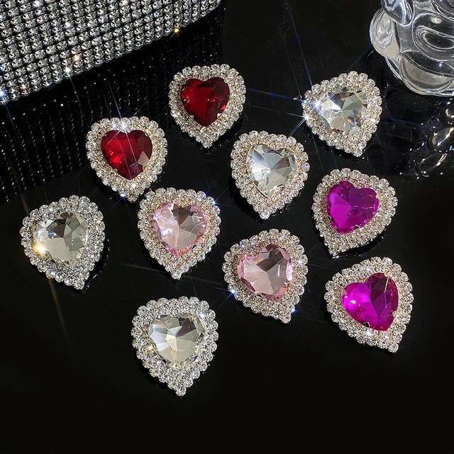 Freetry Luxury Full Rhinestone Heart Stud Earrings for Women Romantic Sparkling Hot Pink Love Ear... | AliExpress (US)