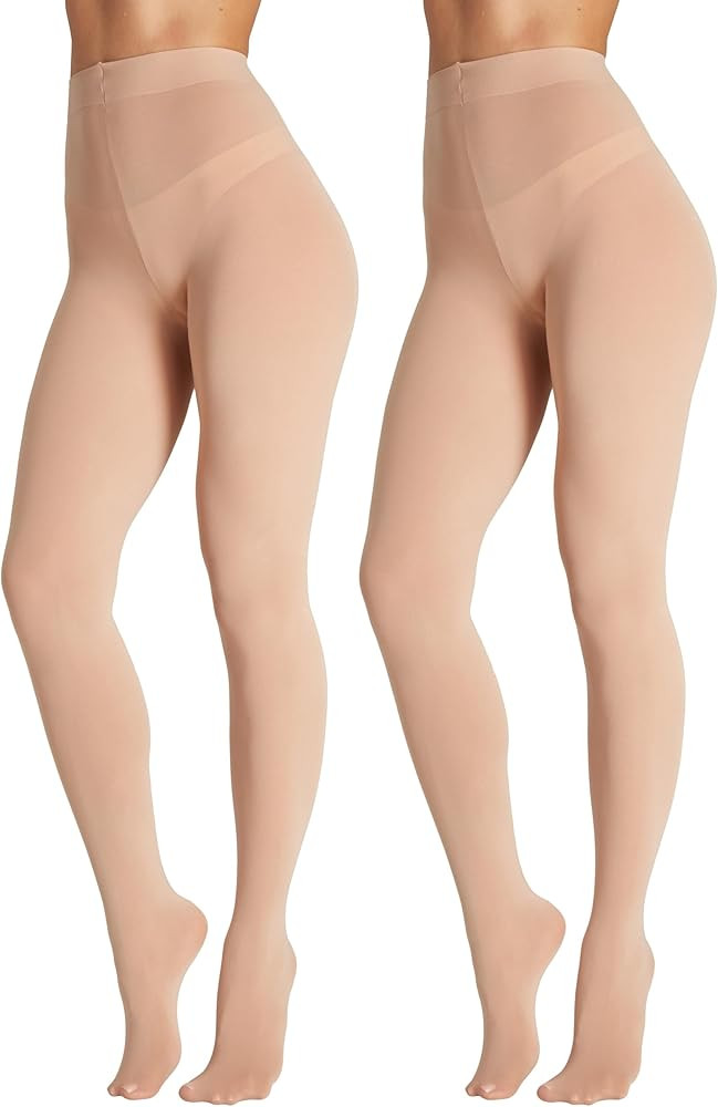 2Pairs Opaque Tights for Women 80D High Waist Womens Stockings Soft & Elastic Women’s Pantyhose... | Amazon (US)