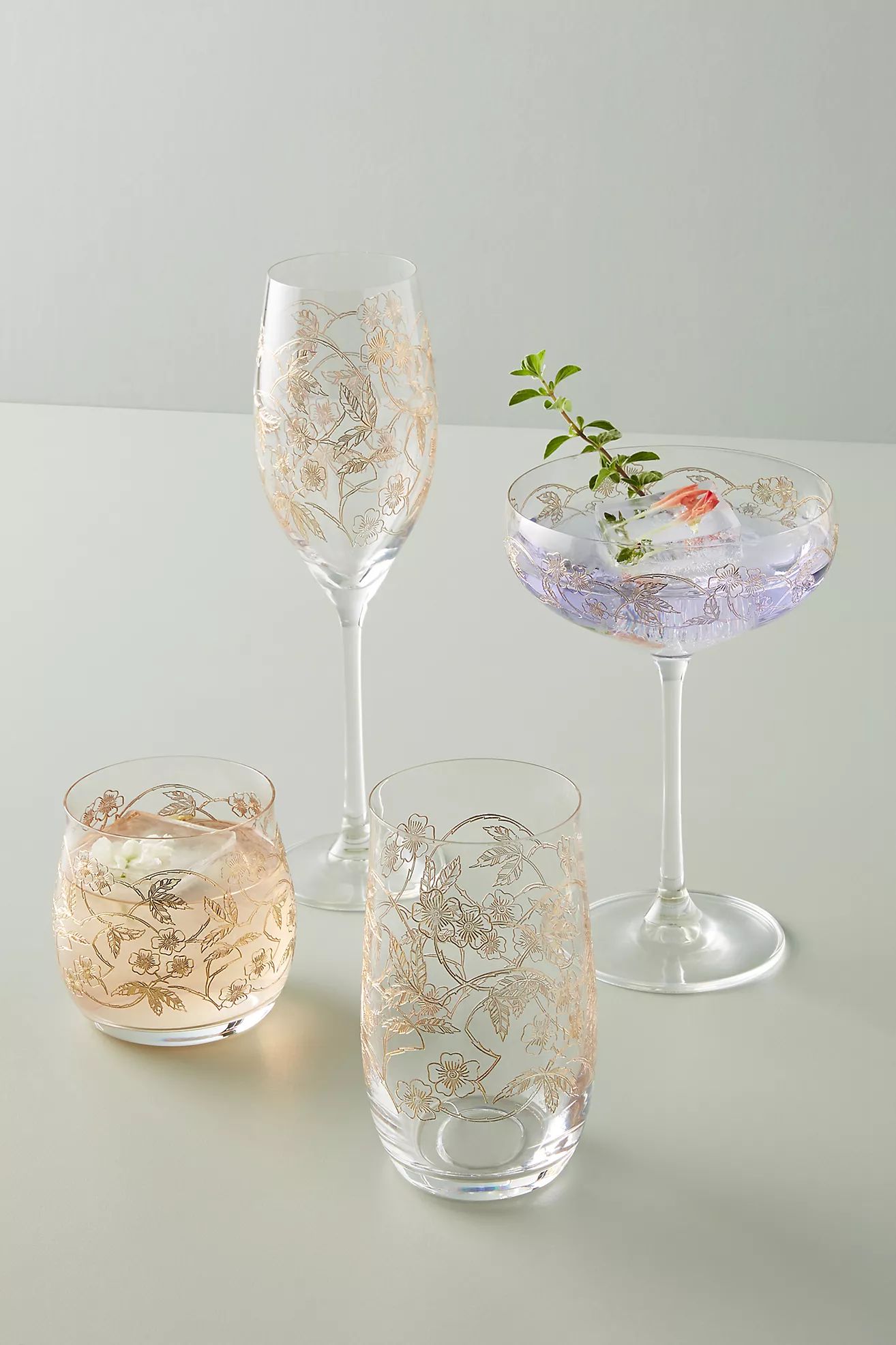 Fiorella Stemless Wine Glasses, Set of 4 | Anthropologie (US)