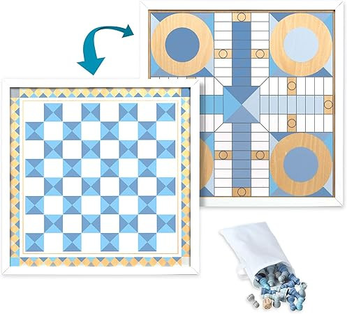 Melissa & Doug Wooden Chess & Pachisi - Blue | Amazon (US)