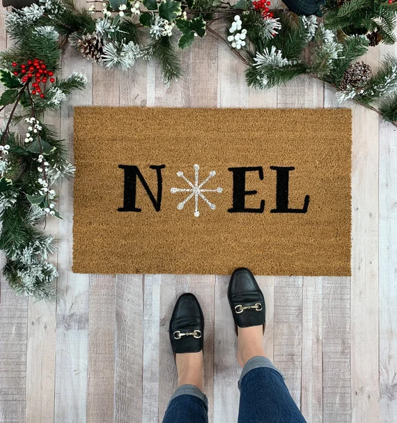 Christmas Doormat, Noel Christmas, Holiday Door Mat, Holiday Decor, Snowflake Door Decor, Holiday... | Etsy (US)