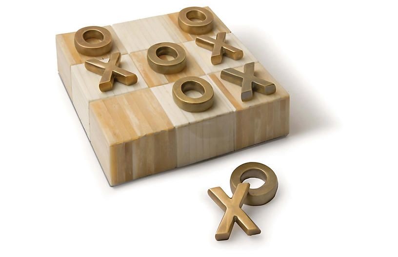 7" Flat Tic Tac Toe, Brass | One Kings Lane