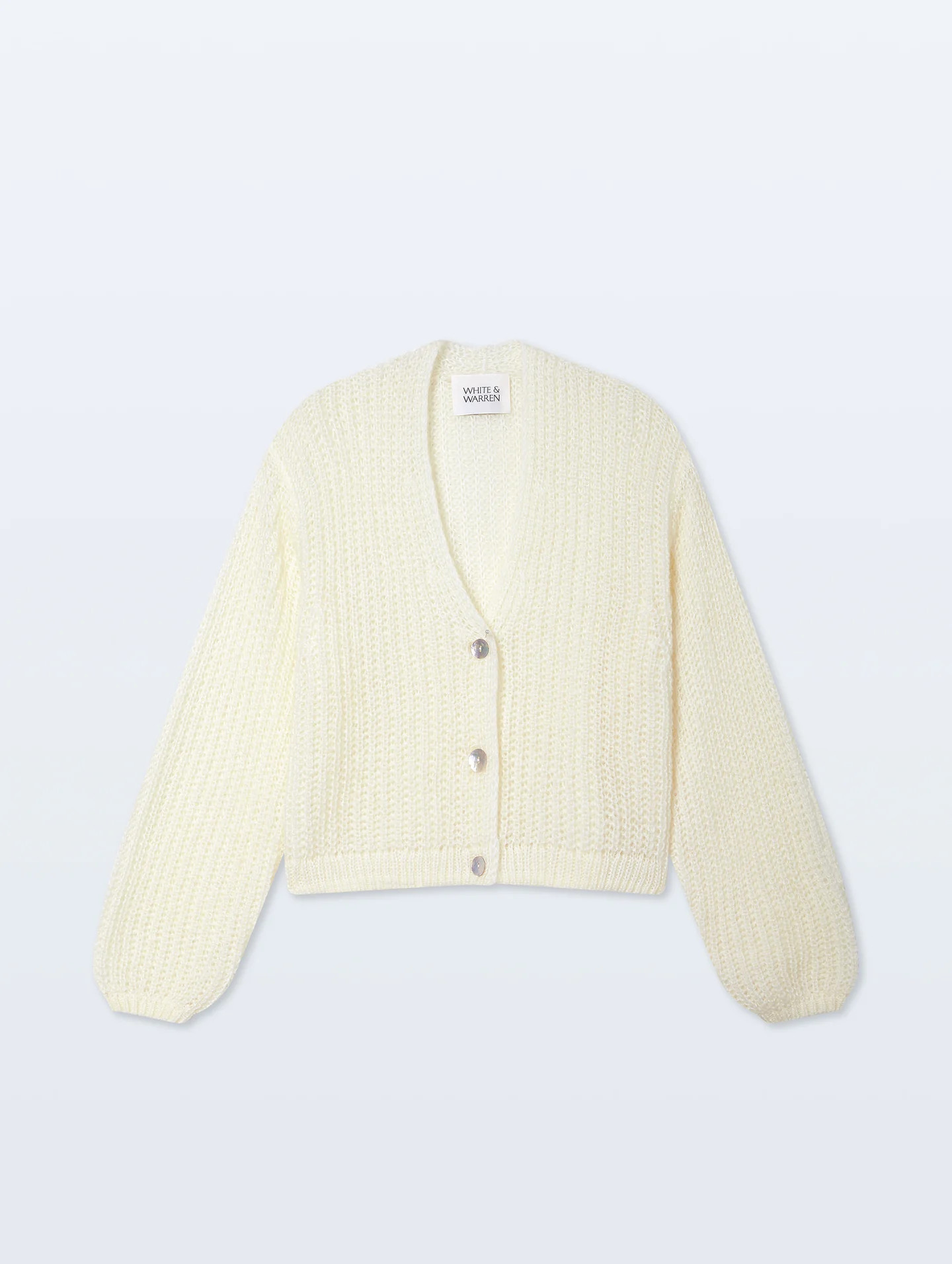 Mohair Luxe Open Cardigan | Ivory | White and Warren