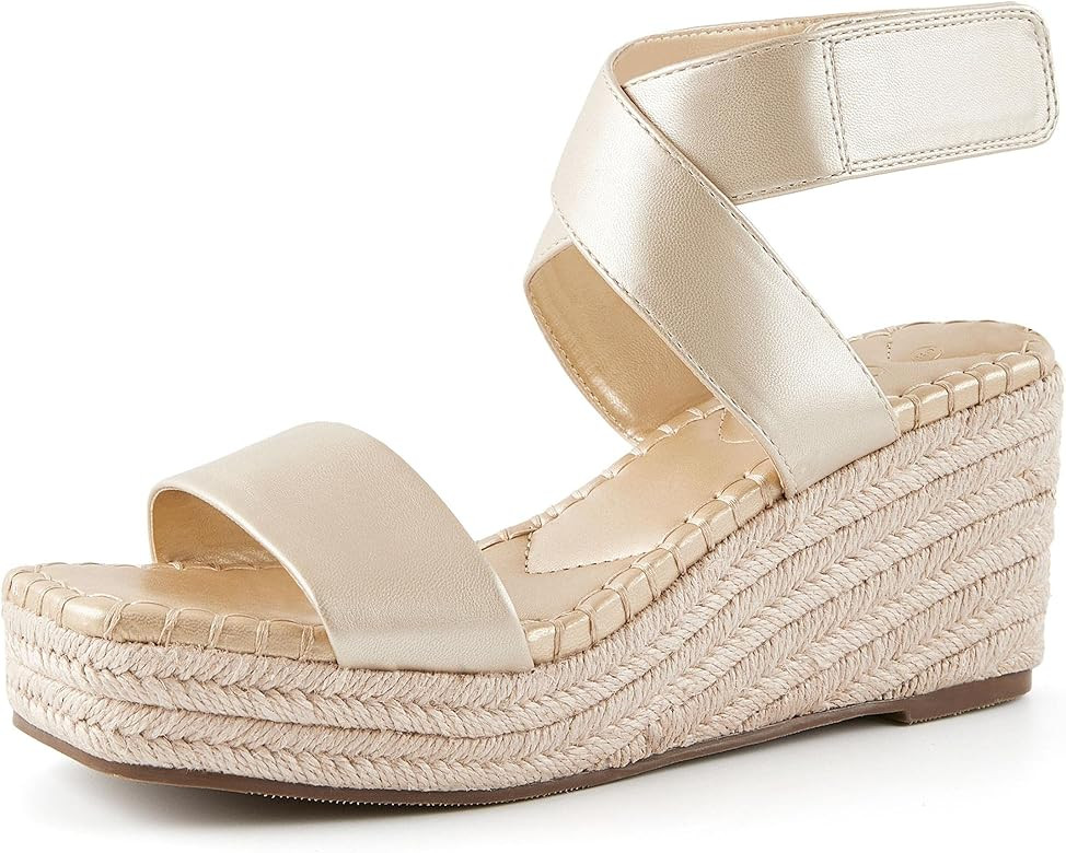 Coutgo Womens' Wedge Platform Espadrille Cross Strap Open Toe Summer Dress Sandals | Amazon (US)