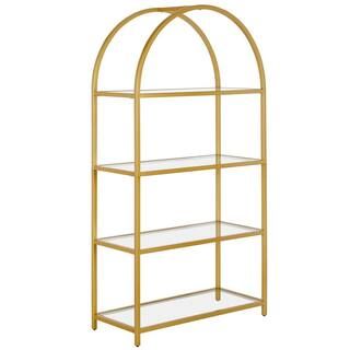 Meyer&Cross Garrett 62 in. Brass 4-Shelf Standard Bookcase | The Home Depot