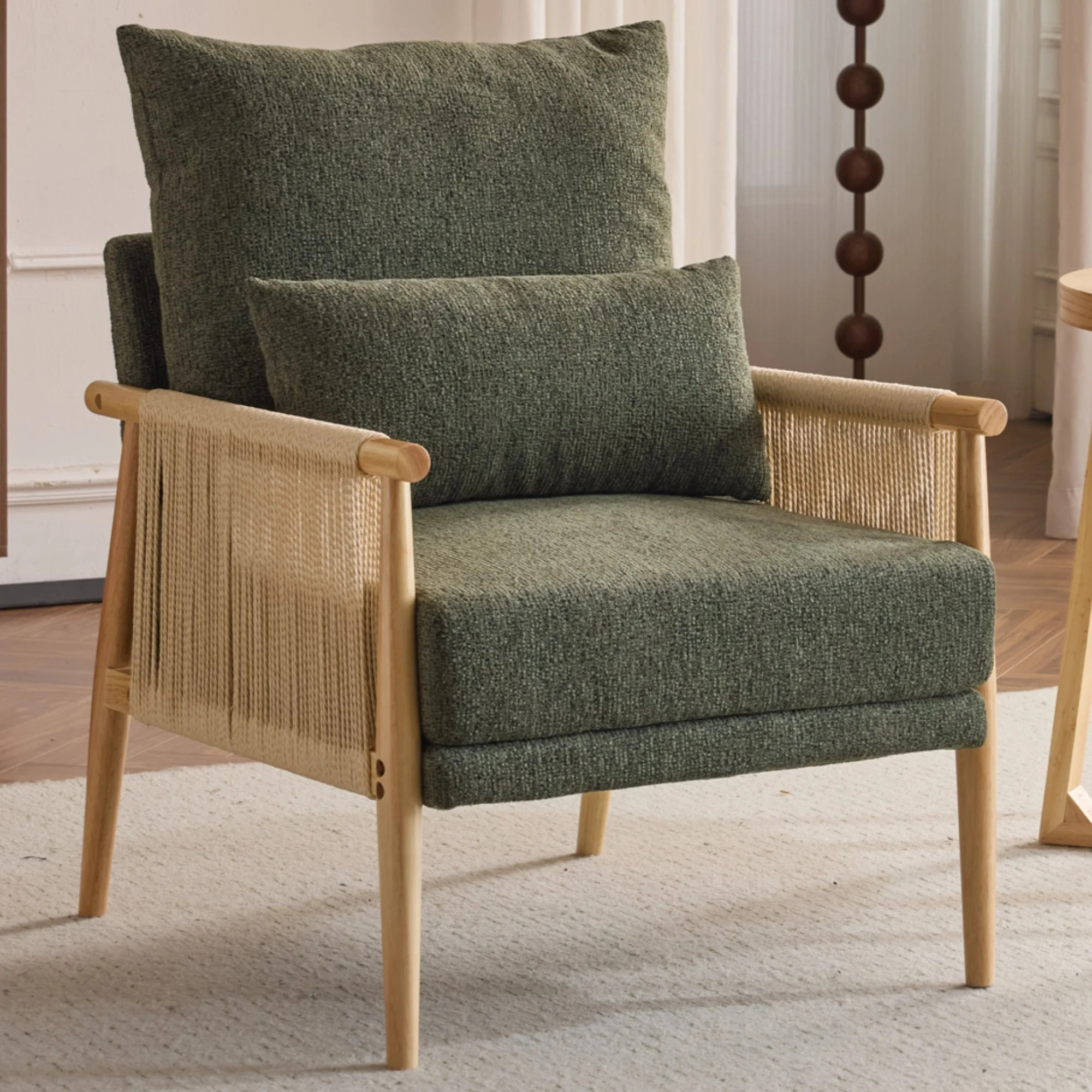 Ktaxon Silla Decorativa, Sillón con Reposabrazos de Madera Maciza y Cuerda de Yute, Sofá Indivi... | Walmart (US)