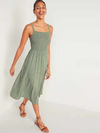 Smocked Fit & Flare Cami Midi Dress for Women | Old Navy (US)