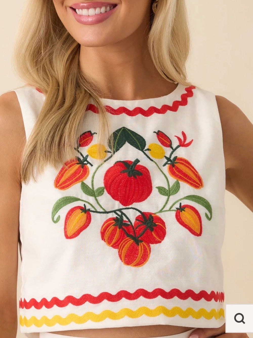 NWT PROSPERINA ELLIE TOMATO EMBROIDERED IVORY COTTON TOP Small | Poshmark