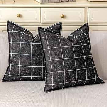 CARRIE HOME 26x26 Pillow Covers, Black and White Plaid Euro Pillow Covers Set of 2, Modern Farmho... | Amazon (US)