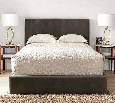 Raleigh Square Upholstered Low Platform Bed | Pottery Barn (US)