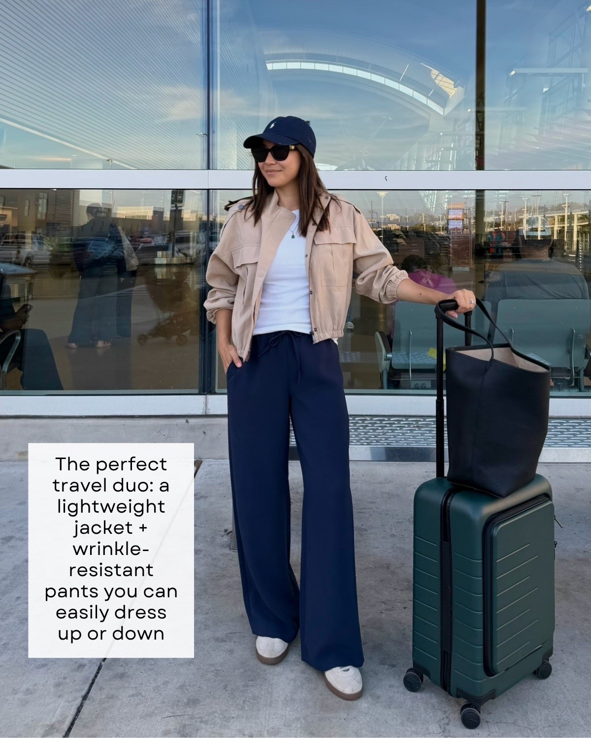 recently worn simple, but polished outfits 

Evereve jacket — xs 
Aritzia lodge pants — xs 
Quince tote 
Quince Carry-on 

end of summer /early fall / airport outfit  / elevated style / style over 30

#LTKootd #LTKTravel