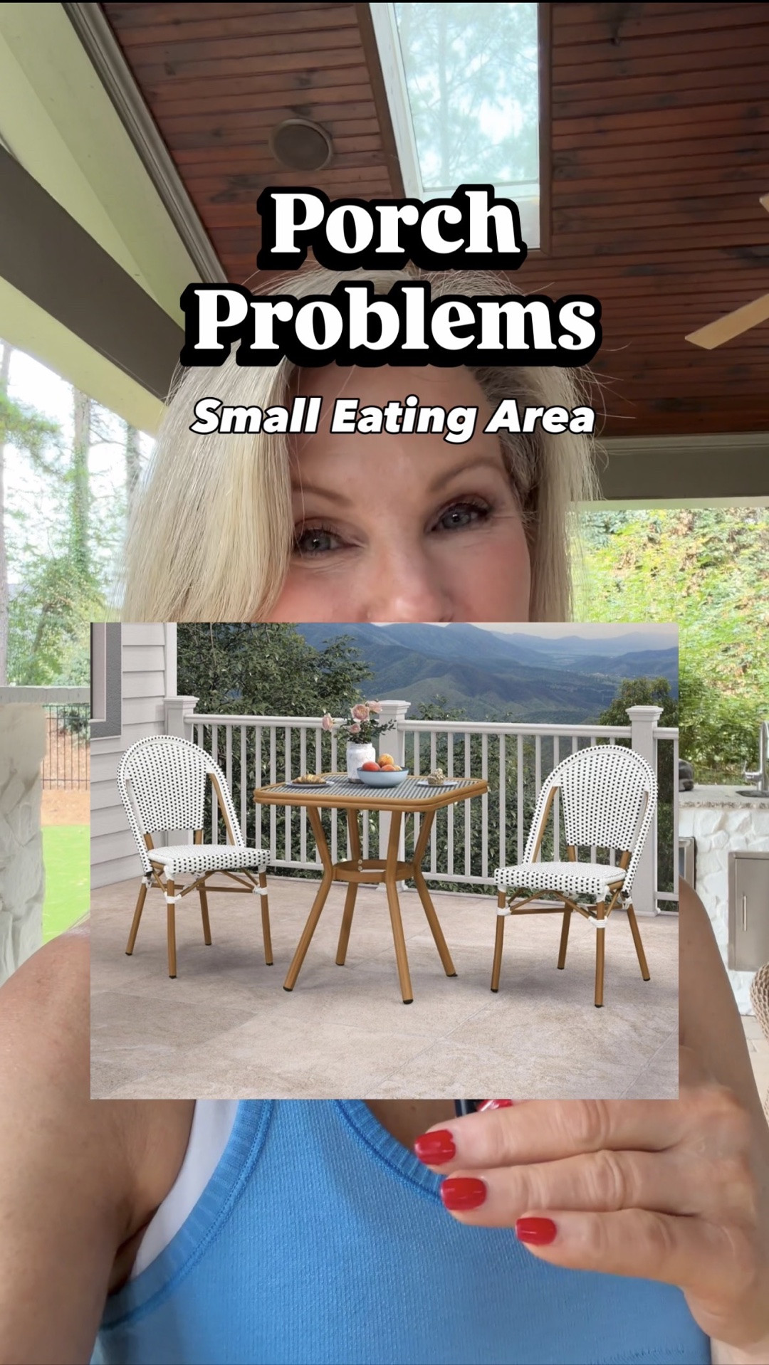 No place to sit and eat on your porch? 
If you have a small porch or patio and want to create a little outdoor dining area to entertain, this bistro set is a great space-saving
Always measure first with a tape measure (trust me, it saves the panic!) #bistrochairs #smallpatio #smallporch #outdoordining

#LTKdayinmylife #LTKHome #LTKSeasonal
