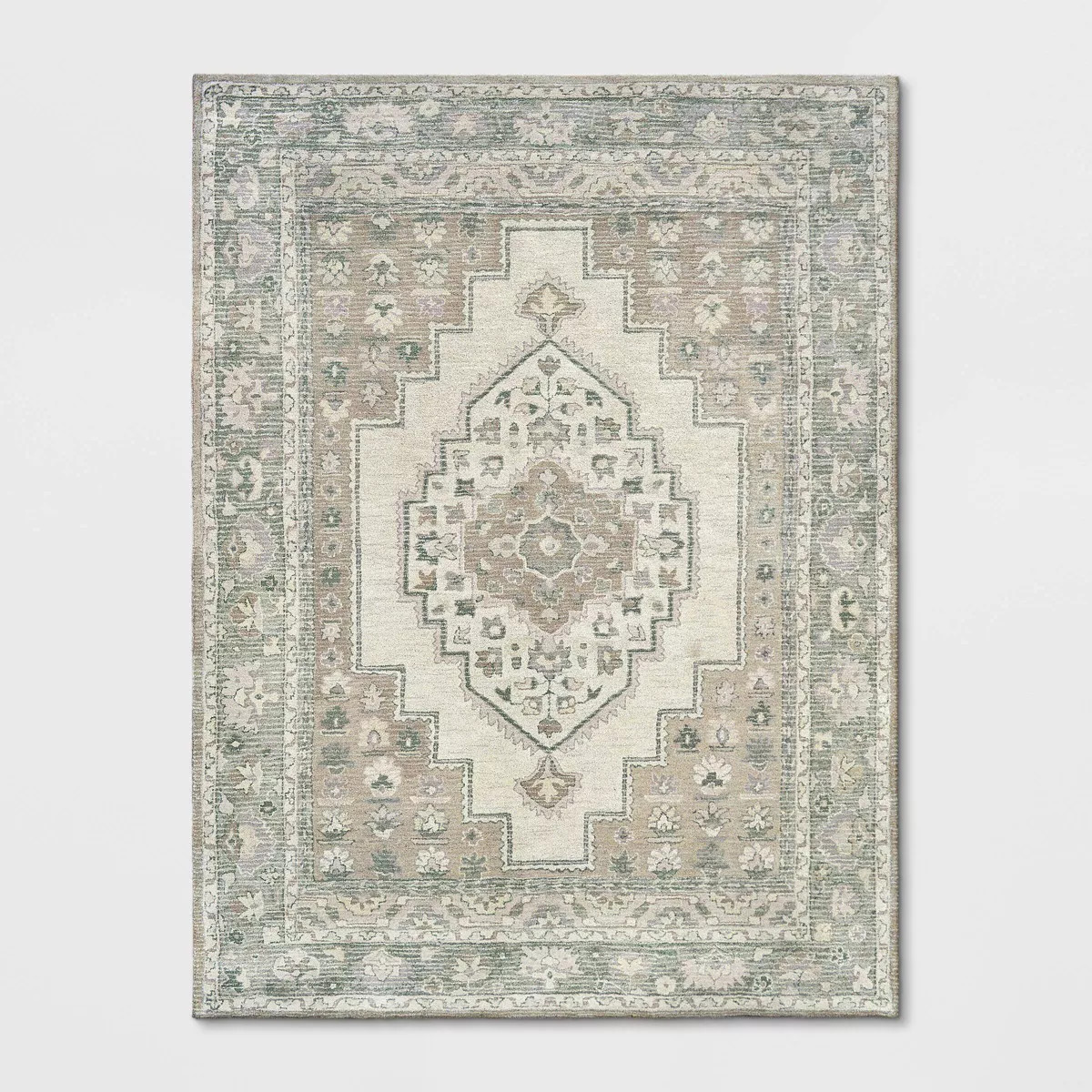 9'x12' Wool Tufted Geometric Persian Style Area Rug Gray - Threshold™: Traditional Living Room ... | Target
