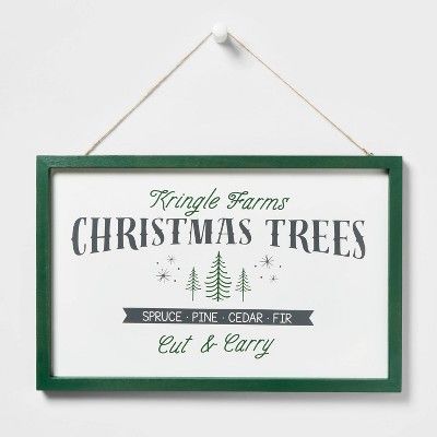 Kringle Farms Christmas Trees Hanging Sign Green/Cream - Wondershop&#8482; | Target