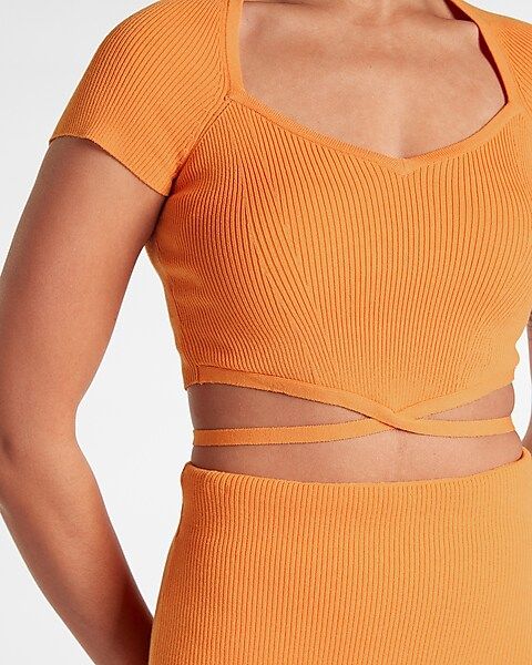 Body Contour Ribbed Tie Back Cropped Sweater | Express