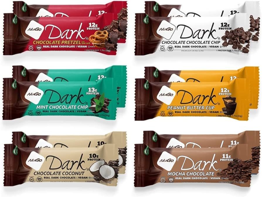 Nugo Dark Chocolate Variety - Pretzel, Mint Chocolate Chip, Mocha, Peanut Putter Cup, Coconut, Ch... | Amazon (US)