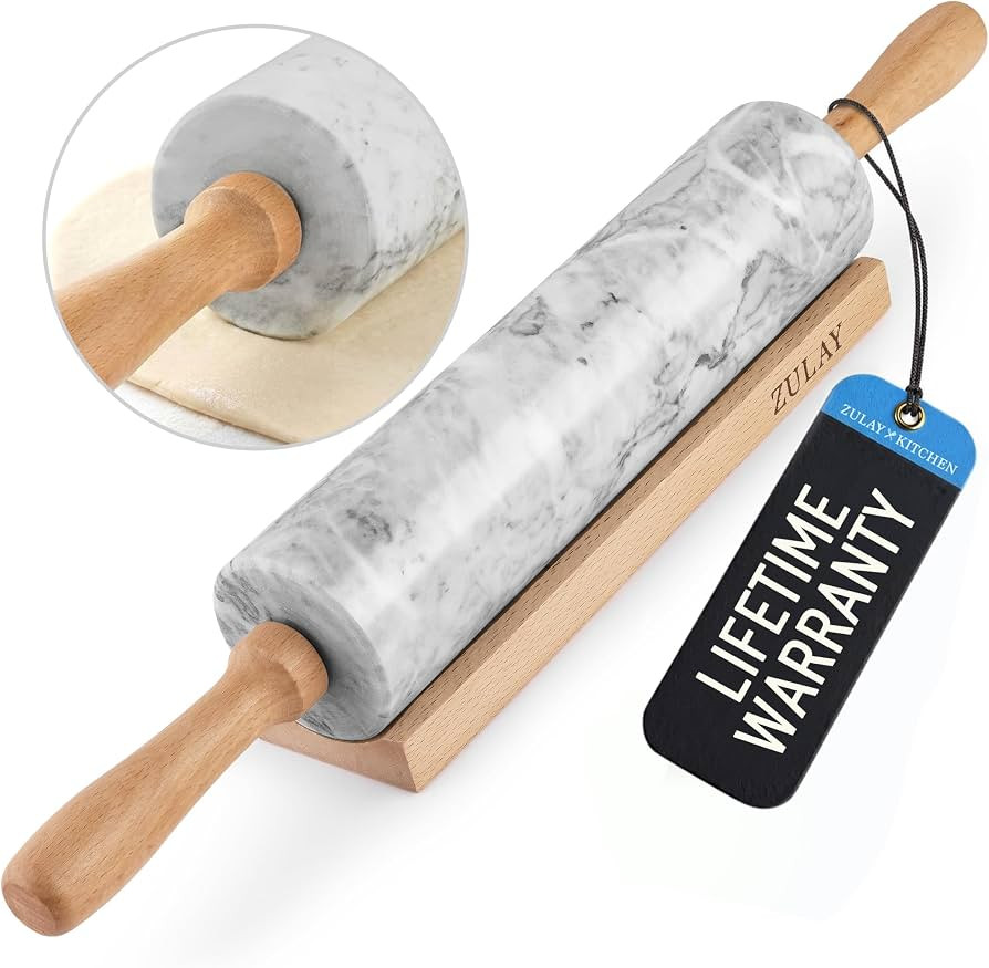 Zulay Kitchen 17-Inch Marble Rolling Pin With Stand - Polished Marble Rolling Pins For Baking Wit... | Amazon (US)