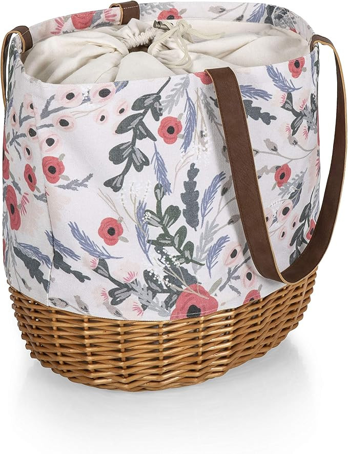 PICNIC TIME Coronado Canvas and Willow Basket Tote, Picnic Tote Bag, Beach Tote | Amazon (US)