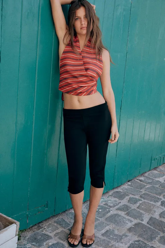 STRIPED HALTER WRAP TOP | Zara US