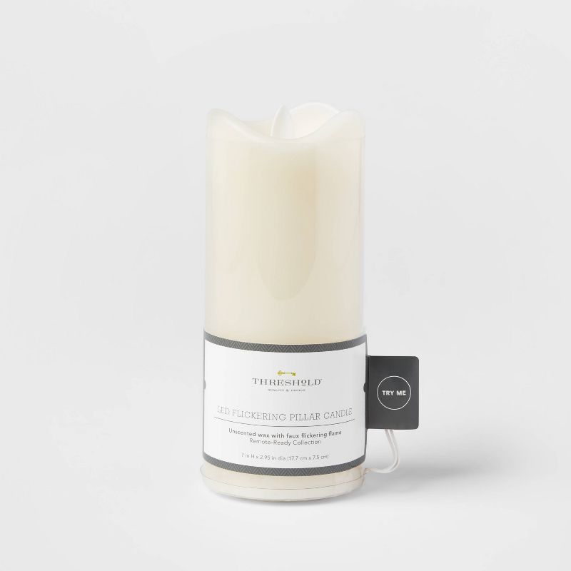 7" x 3" LED Flickering Flame Candle Cream - Threshold™ | Target
