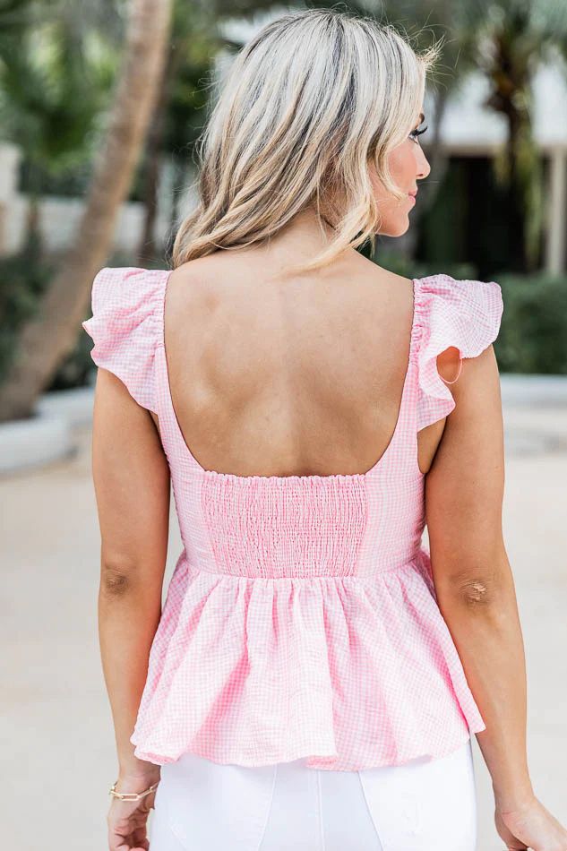 Words Of Harmony Pink Gingham Tie Front Tank | The Pink Lily Boutique