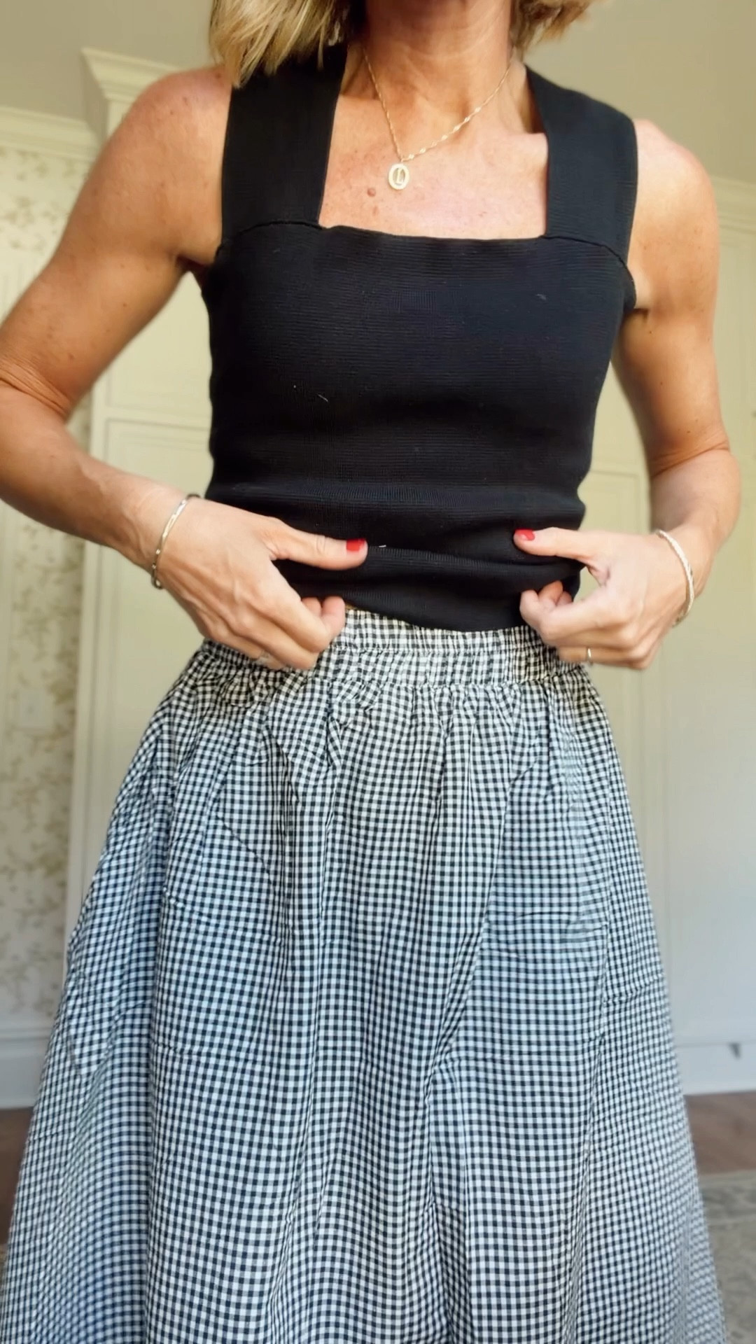 Small in skirt and tank. Mary Jane’s are true to size 