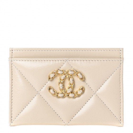 CHANEL Shiny Goatskin Quilted 19 Card Holder Beige | FASHIONPHILE | Fashionphile