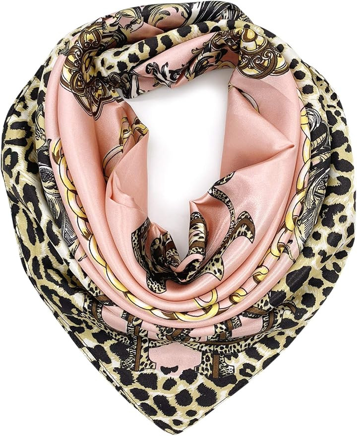 YOUR SMILE Silk Feeling Scarf Women's Fashion Pattern & Solid Color Large Square Satin Headscarf | Amazon (US)