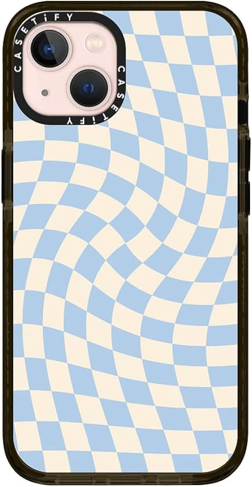 Casetify Impact Case for iPhone 13 - Check II - Baby Blue Twist - Clear Black | Amazon (US)
