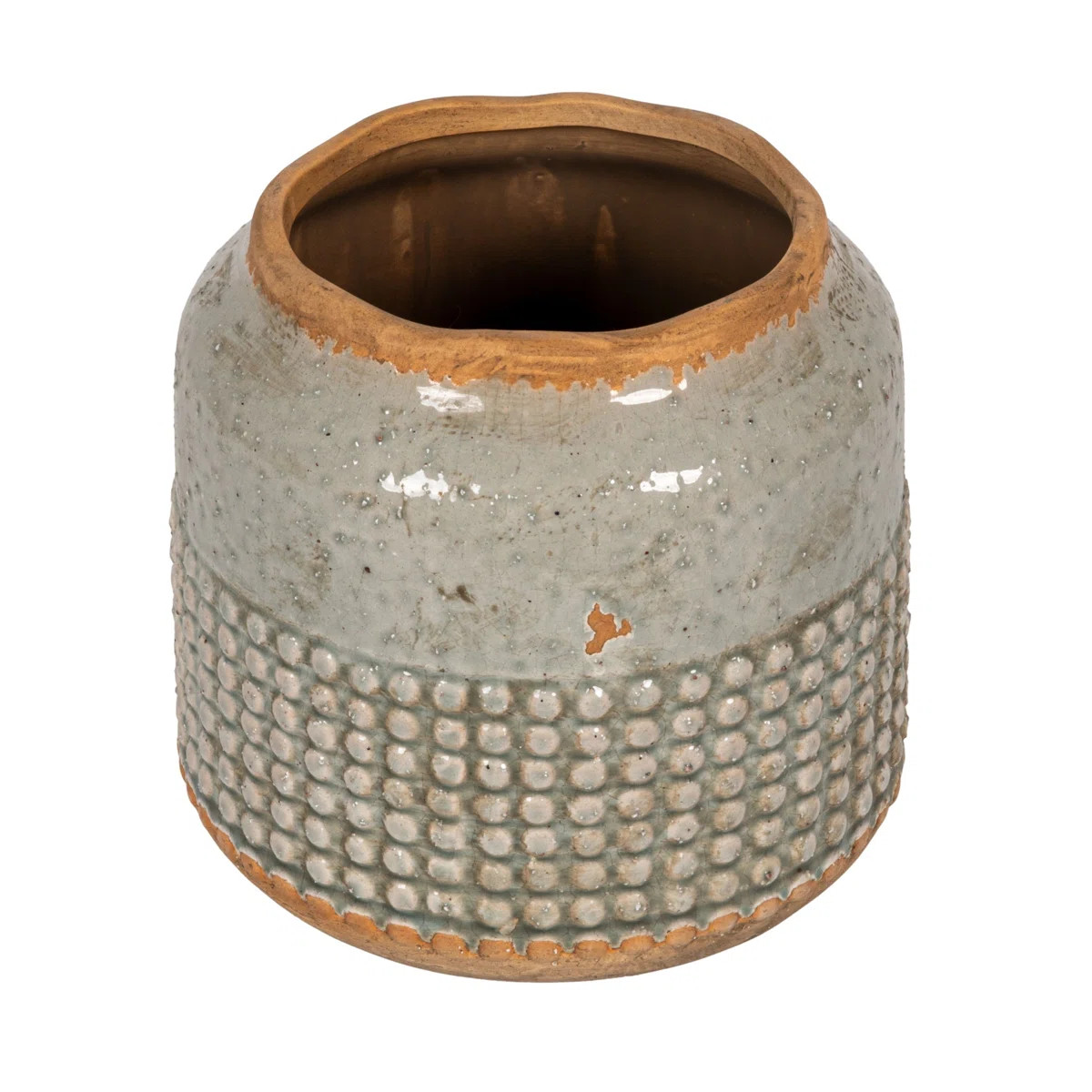 Round Terra-cotta Hobnail Planter Vase with Heavily Distressed Finish | Wayfair North America