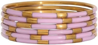 BuDhaGirl Veda Bracelets - Set of 6, One Size, enamel Brass, no gemstone : Amazon.ca: Clothing, S... | Amazon (CA)