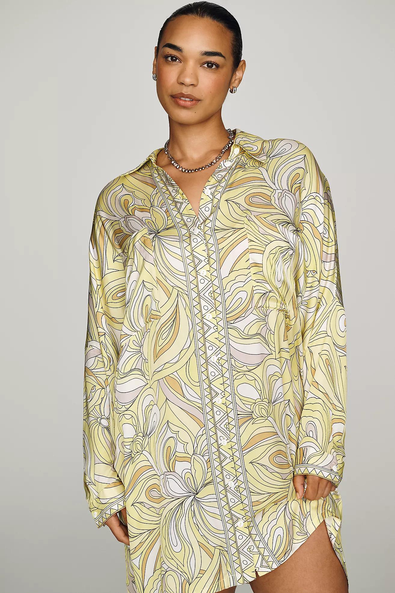 Corey Lynn Calter Long-Sleeve Printed Mini Shirtdress | Anthropologie (US)