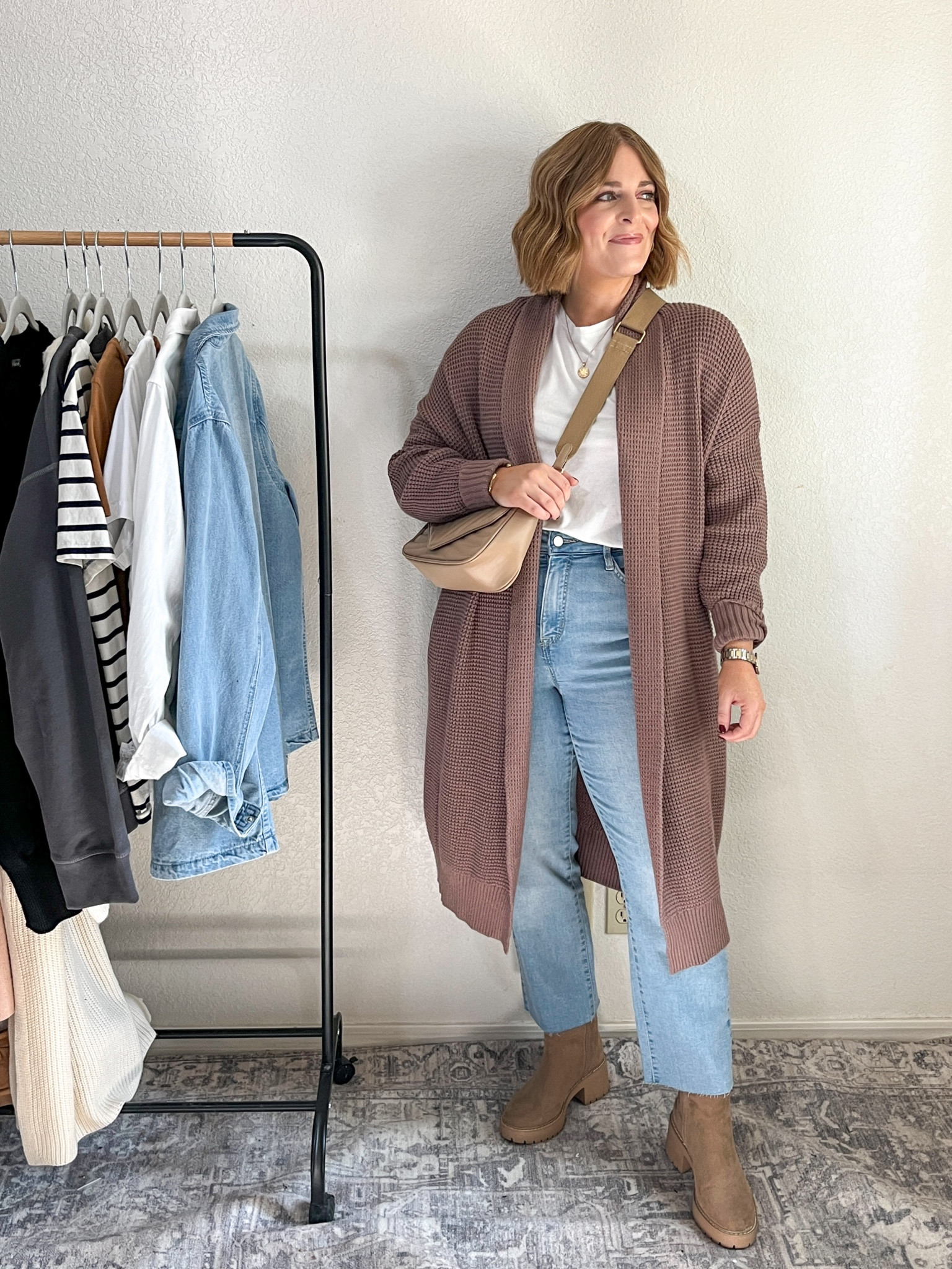 Ways to wear chelsea boots// waffle knit oversized cardigan + jeans

Cardigan M (runs big)
Tee L 
Jeans tts

#LTKstyletip #LTKmidsize #LTKshoecrush