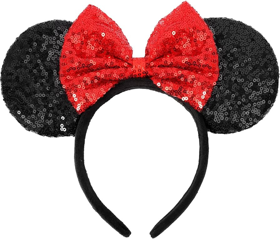 Mouse Ears Headbands, Sequin Mouse Ears for Women Girls Boys, Shiny Bow Headband for Cosplay Cost... | Amazon (US)
