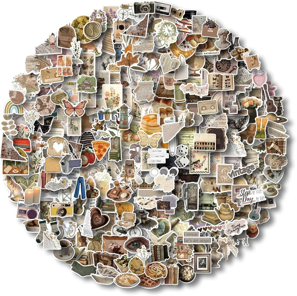 Aowplc 350 Pcs Vintage Stickers - Aesthetic Scrapbook & Junk Journal Supplies - Waterproof Sticke... | Amazon (US)