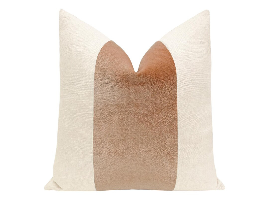 Panel : Venetian Velvet // Blush | Velvet Stripe | Pink Pillow | Linen + Pink Velvet Pillow | - E... | Etsy (US)