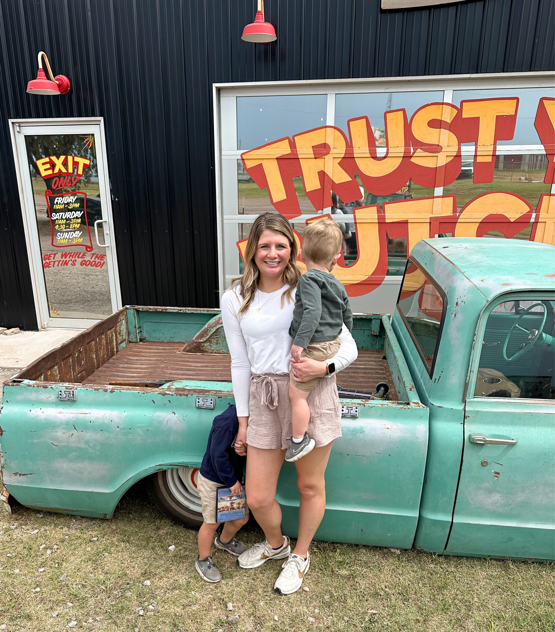 Stopped by our favorite BBQ stand today while out enjoying this beautiful Oklahoma weather! 🤠⛅️
I secretly love dressing the boys and I in long sleeve tops with shorts, it’s the best of both worlds!#LTKxAF

#LTKFamily #LTKSaleAlert