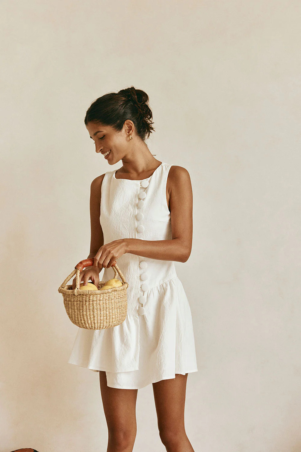 White Button-Up Mini Alfresco Dress | Sabo Skirt US