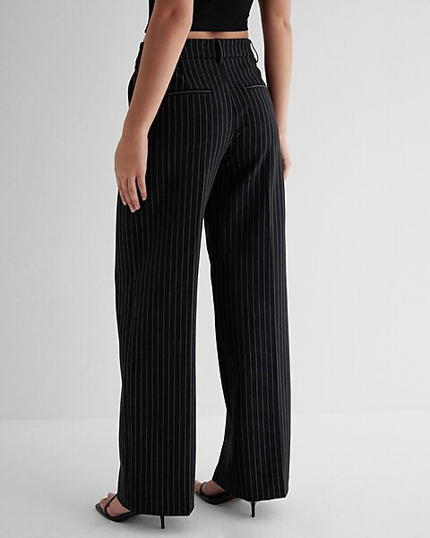 Editor Mid Rise Pinstripe Relaxed Trouser Pant | Express