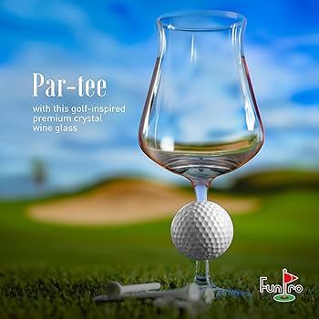 FunPro Crystal Wine Glass with Real Golf Ball - Set of 2, Patent Pending, Hand Blown Premium Genu... | Amazon (US)