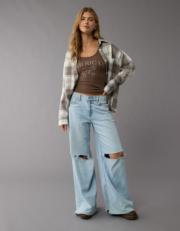 AE Fleece Plaid Shacket | American Eagle Outfitters (US & CA)