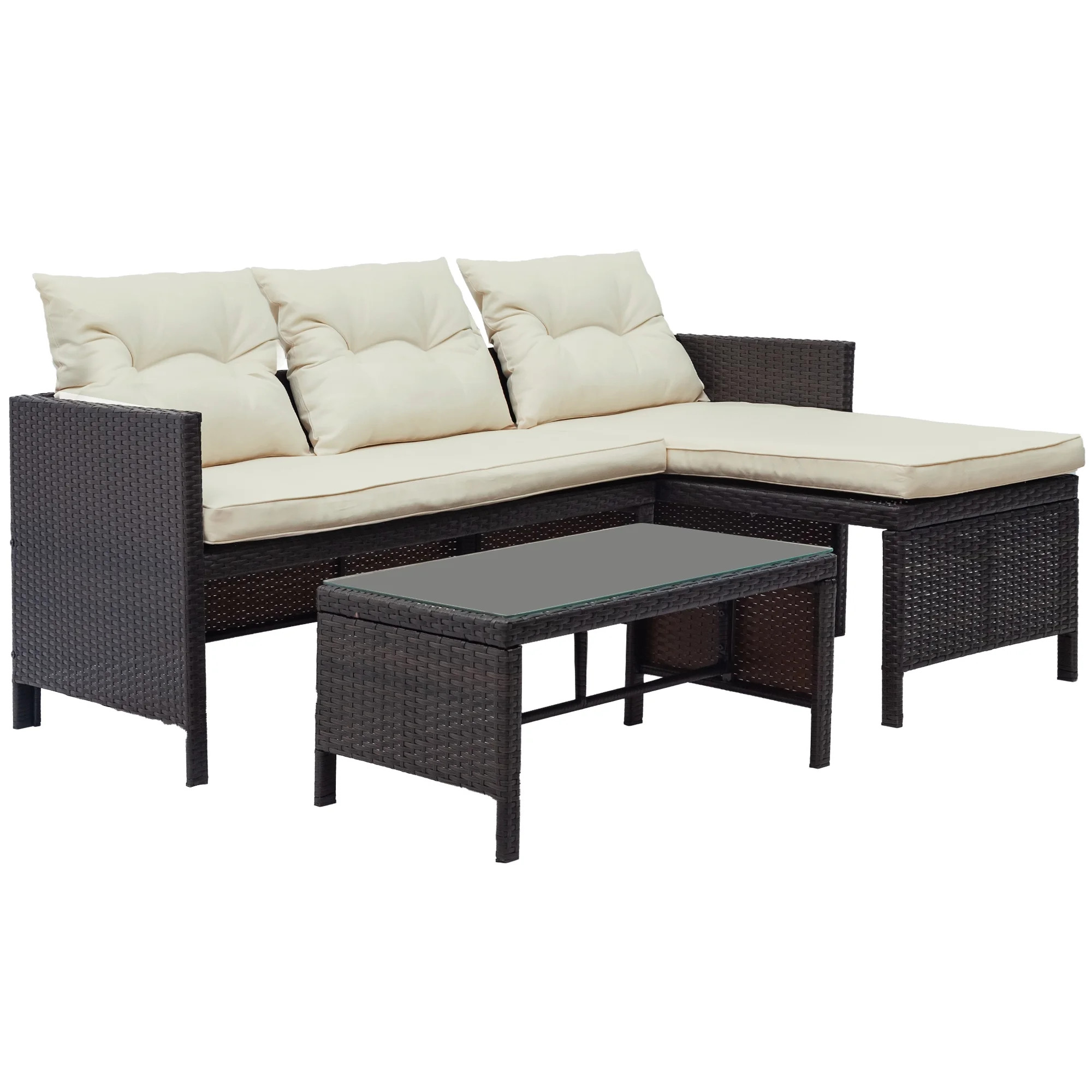 Segmart 3 Pieces Patio Furniture Sectional Set, Outdoor Furniture Set with Two-Seater Sofa, Loung... | Walmart (US)
