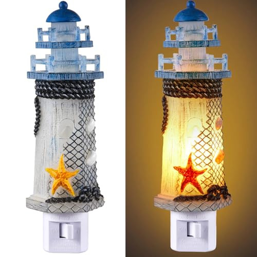 Tuanse Lighthouse Night Lights Plug in Nautical Themed Lamp Coastal Christmas Decor for Seaside O... | Amazon (US)