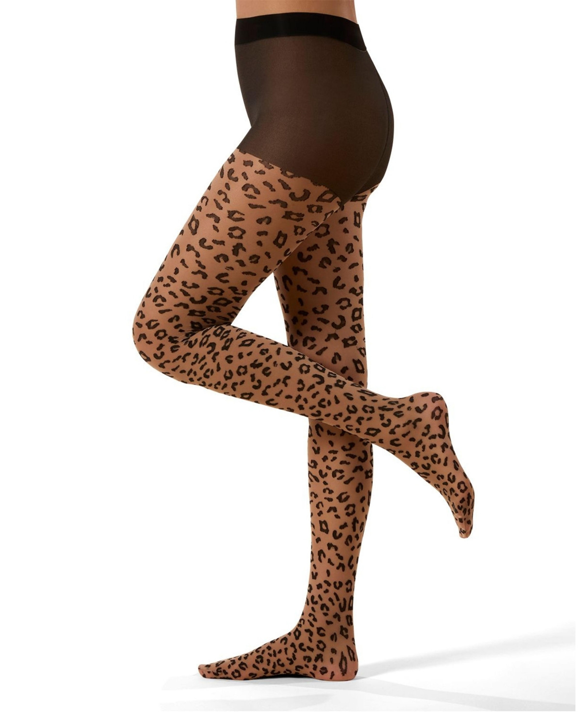 MeMoi Women's Leopard Print Sheer Nylon Tights - Nude black | Macy's