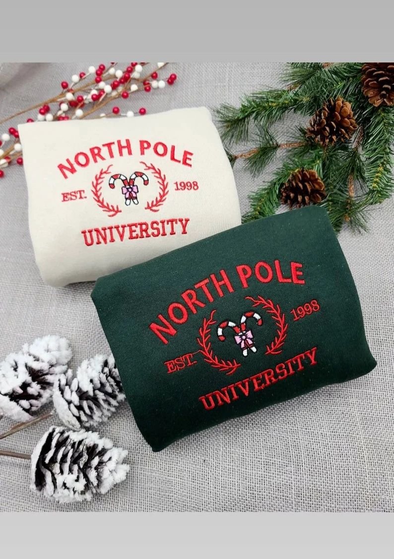 North Pole University Embroidered Sweatshirt/holiday - Etsy | Etsy (US)